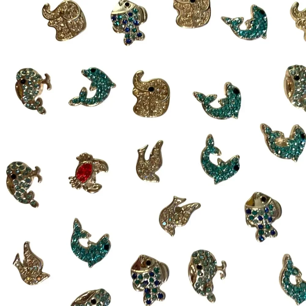 Lot 36+ Pcs Locket Jewelry Pave Bling Charms Animals Whale Dolphin Elephant Dove